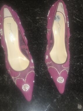 Betsey Johnson Fuchsia Embellished Pointed-Toe Flats